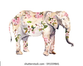 Elephant animal in flowers