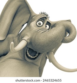 elephant cartoon is shocked on close up view, 3d illustration - Powered by Shutterstock