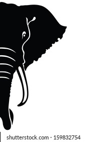 Elephant head. Font view, silhouette 