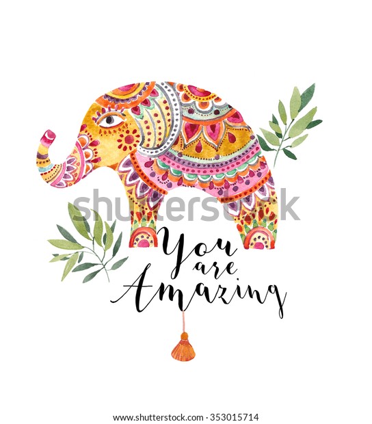インド風の象のイラスト グリーティングカードとして使用できます