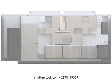 Elevation Render Plan Generic Kitchen Option Stock Illustration ...