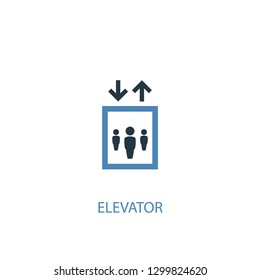 elevator concept 2 colored icon. Simple blue element illustration. elevator concept symbol design from Hotel set. Can be used for web and mobile UI/UX