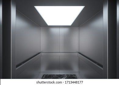 The Elevator In The Corridor, 3d Rendering. Computer Digital Drawing.