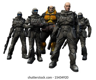 An Elite Squad Of Space Marines Stands Ready For Battle, 3d Digitally Rendered Illustration