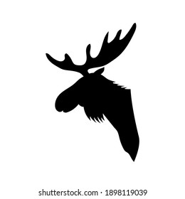 Elk Head Silhouette Drawing On White Background