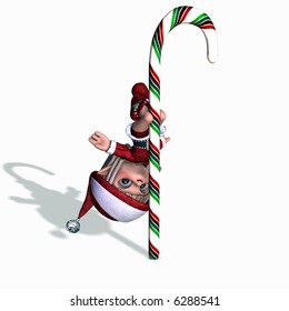 Elves Gone Wild 1. An elf doing a pole dance on a candy cane.  Christmas humor.