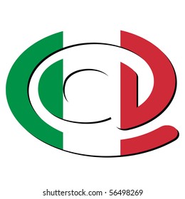 E-mail Address AT Symbol With Italian Flag Illustration JPEG