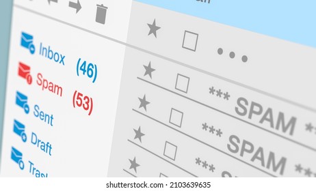 Email Client Software Interface, Delete Spam Email, Close-up View, Concept Of Online Scam, Phising And Malware (3d Render)