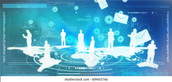 Email Communication Background Against Helix Diagram Stock Illustration ...