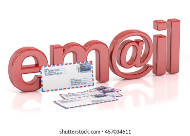 E-mail concept, 3D rendering isolated on white background