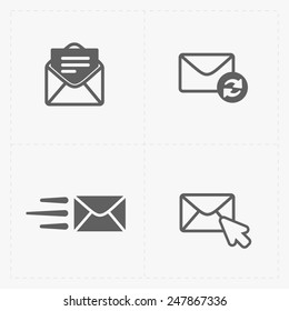 Email And Envelope Icons On White Background.