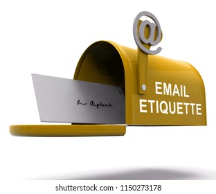 Email Etiquette Electronic Message Rules 3d Rendering Shows Proper Electronic Mail Polite Correspondence To Send Promotions