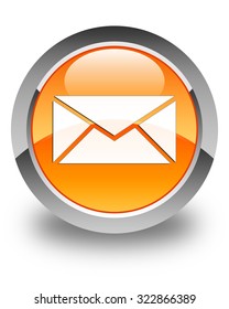 Email Icon Glossy Orange Round Button