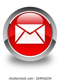 Email Icon Glossy Red Round Button