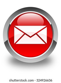 Email Icon Glossy Red Round Button