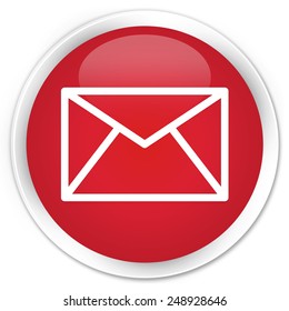 Email Icon Red Glossy Round Button