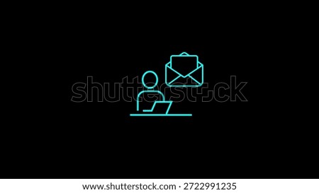 Email notification icon representing a user receiving digital correspondence on a laptop in minimalist style