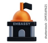 Embassy Office 3D Icon. Embassy Building 3D Icon