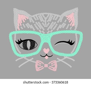 embellished cat graphic for t-shirt - Powered by Shutterstock