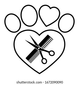 emblem animal grooming with comb and scissors in the shape of a dog paws - Powered by Shutterstock