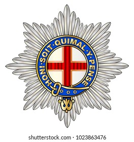 The Emblem Of The Coldstream Guards Over A White Background