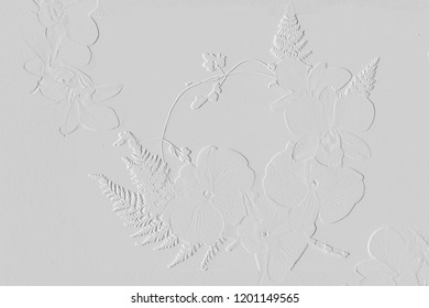 Embossed Flowers On Grey Background