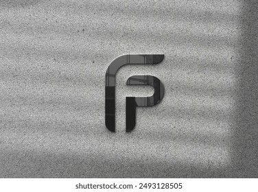 Embossed logo mockup on grey wall