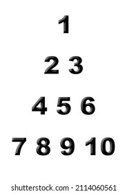 Embossed Numbers From 1 To 10 In Black On White Background