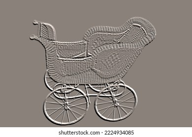 Embossed Vintage Baby Carriage In Sepia