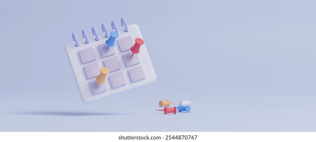 Embroidered pins on a calendar event planner calendar, New year plan, New Year's resolutions. To-do list and plan for next year. Appointment and reminder, planning for business meeting. 3d rendering - Powered by Shutterstock