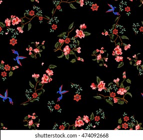 embroidery effect floral pattern