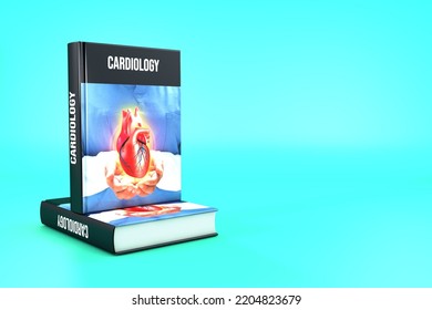 Emerald Green Banner Background. Cardiology Book, Didactic Guide To Medical Topics, Cardiology Thematic Guide, Cardiology Book Presentation, Scientific Study Of The Heart, Scientific Research. 3D