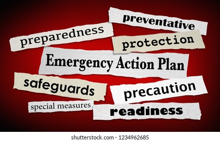 Emergency Action Plan Newspaper Headlines Prepared Ready 3d Illustration