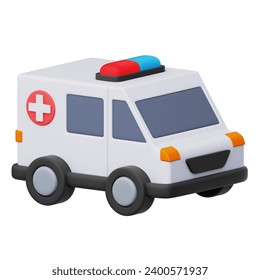 Emergency Ambulance Microscope 3D Rendering Icon Isolated White Background
