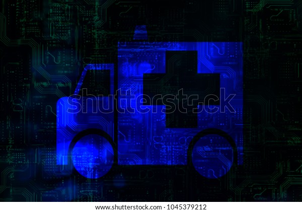 Emergency car on blue tech\
background