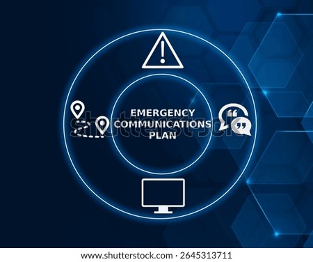 emergency communications plan tech concept.A structured plan outlining how communication will be managed in times of crisis, ensuring rapid dissemination of critical information.