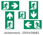 Emergency exit sign, Escape route sign, Exit sign, Fire exit icon, Fire escape rout symbol