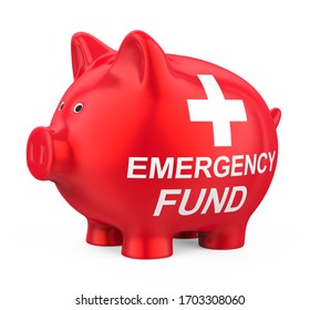 Emergency Fund Piggy Bank Isolated. 3D rendering