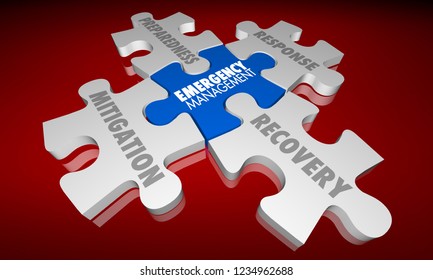 Emergency Management Puzzle Pieces Mitigation Response 3d Illustration