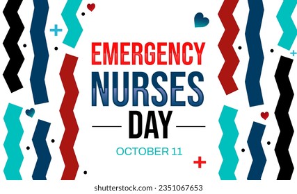 Emergency Nurse Day wallpaper with typography and shape design. October 11 is observed as nurses emergency day - Powered by Shutterstock