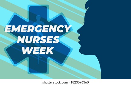 Emergency Nurses Week. It Always Takes Place The Week Surrounding Emergency Nurses Day, The Second Wednesday In October Each Year. Poster, Card, Banner, Background Design.