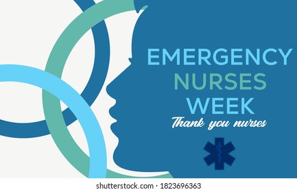 Emergency Nurses Week. It Always Takes Place The Week Surrounding Emergency Nurses Day, The Second Wednesday In October Each Year. Poster, Card, Banner, Background Design.