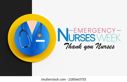 Emergency Nurses Week Is Observed Every Year In October, ER Nurses Treat Patients Who Are Suffering From Trauma, Injury Or Severe Medical Conditions And Require Urgent Treatment. 3D Rendering