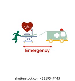 emergency patient transport, Transportation of heart patient by hospital ambulance, pushing the patient's bed, proper patient care, bring to the hospital - Powered by Shutterstock