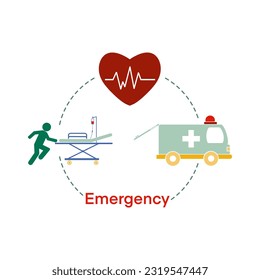 emergency patient transport, Transportation of heart patient by hospital ambulance, pushing the patient's bed, proper patient care, bring to the hospital - Powered by Shutterstock