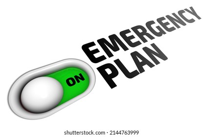 Emergency plan is enabled. One option button with black text EMERGENCY PLAN in enabled position. 3D illustration
