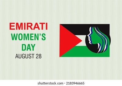 Emirati Women's Day August 28 Greeting Card UAE Flag With Women Icon Illustration.