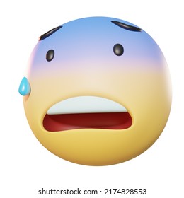 Emoji Anxious Face With Sweat. 3D Render. 3D Illustration