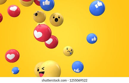 Emoji Emoticon Character Background Collection. 3D Rendering