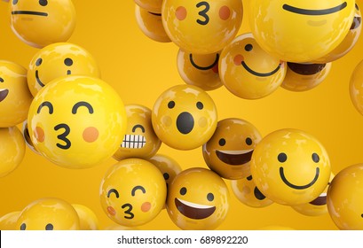 Emoji emoticon character background collection. 3D Rendering - Shutterstock ID 689892220